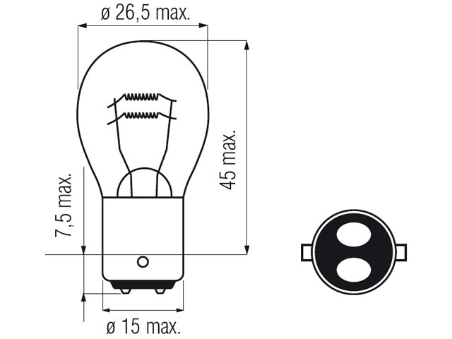 Bosma lamp BA15d, 21/5W, 25X47 Voltage
