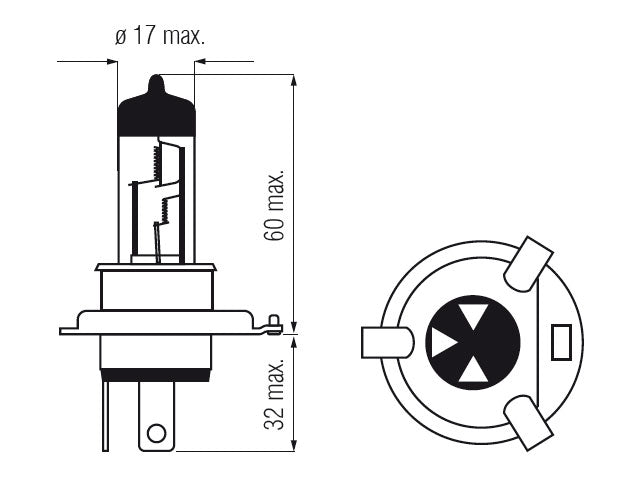 Bosma bulb H4, 60/55W 12V P43t compl.