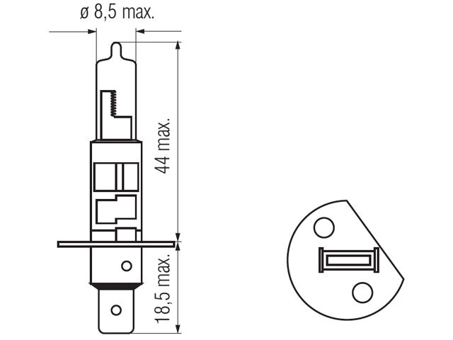Bosma bulb H1, 55W, 12V, P14.5s compl