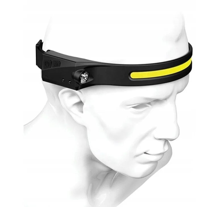 Spotlight on the head, with movement sensor